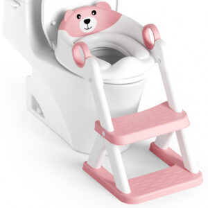 Pink PVC Bear Toilet Training Ladder