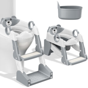 Grey 2-in-1 Bear Toilet Training Ladder