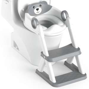 Gray PU Bear Toilet Training Ladder
