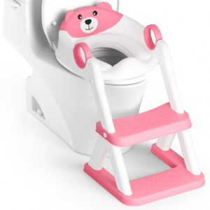 Bright Pink PVC Bear Toilet Training Ladder