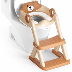 Brown PVC Bear Toilet Training Ladder